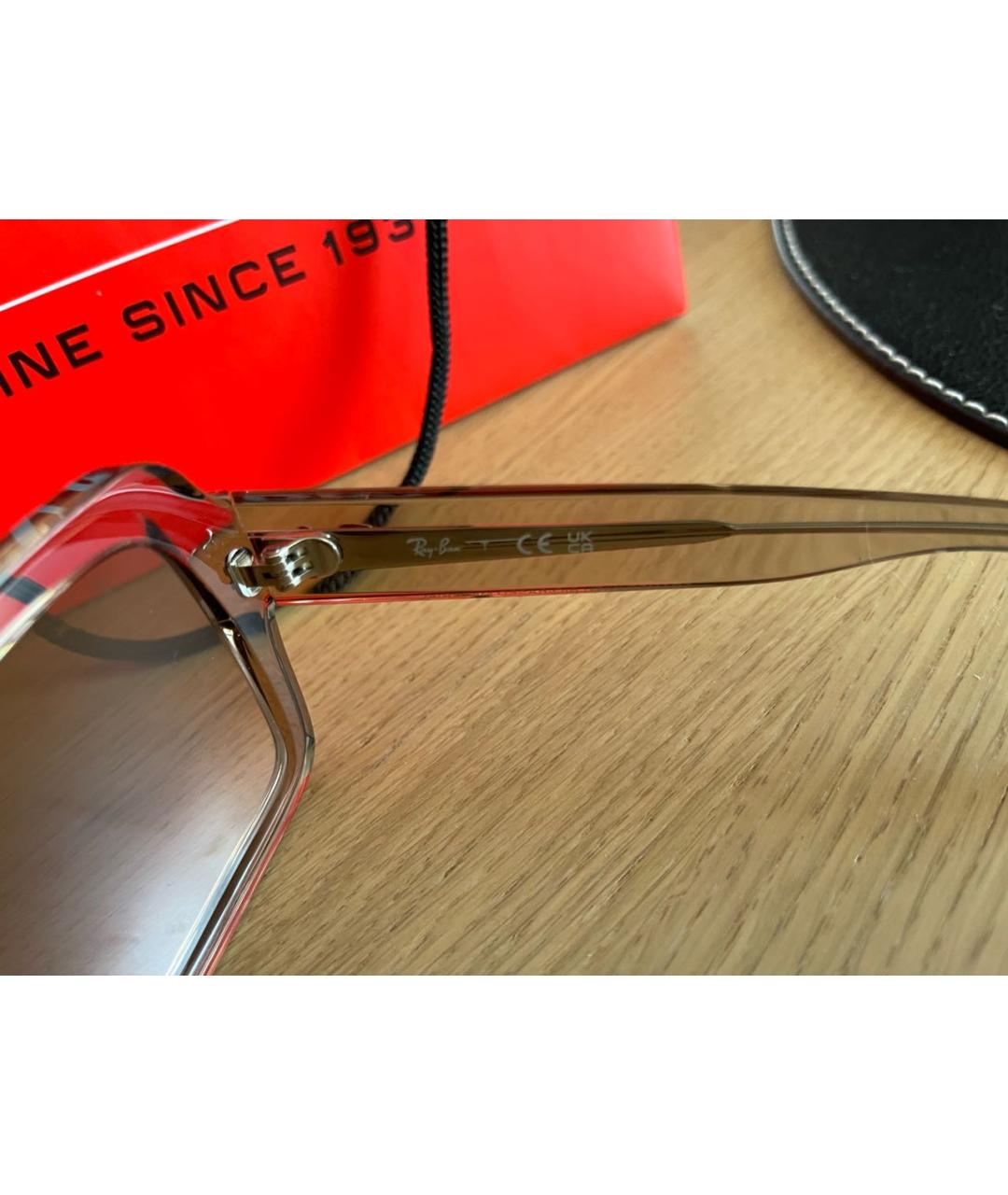 RAY BAN Бежевые пластиковые солнцезащитные очки, фото 8