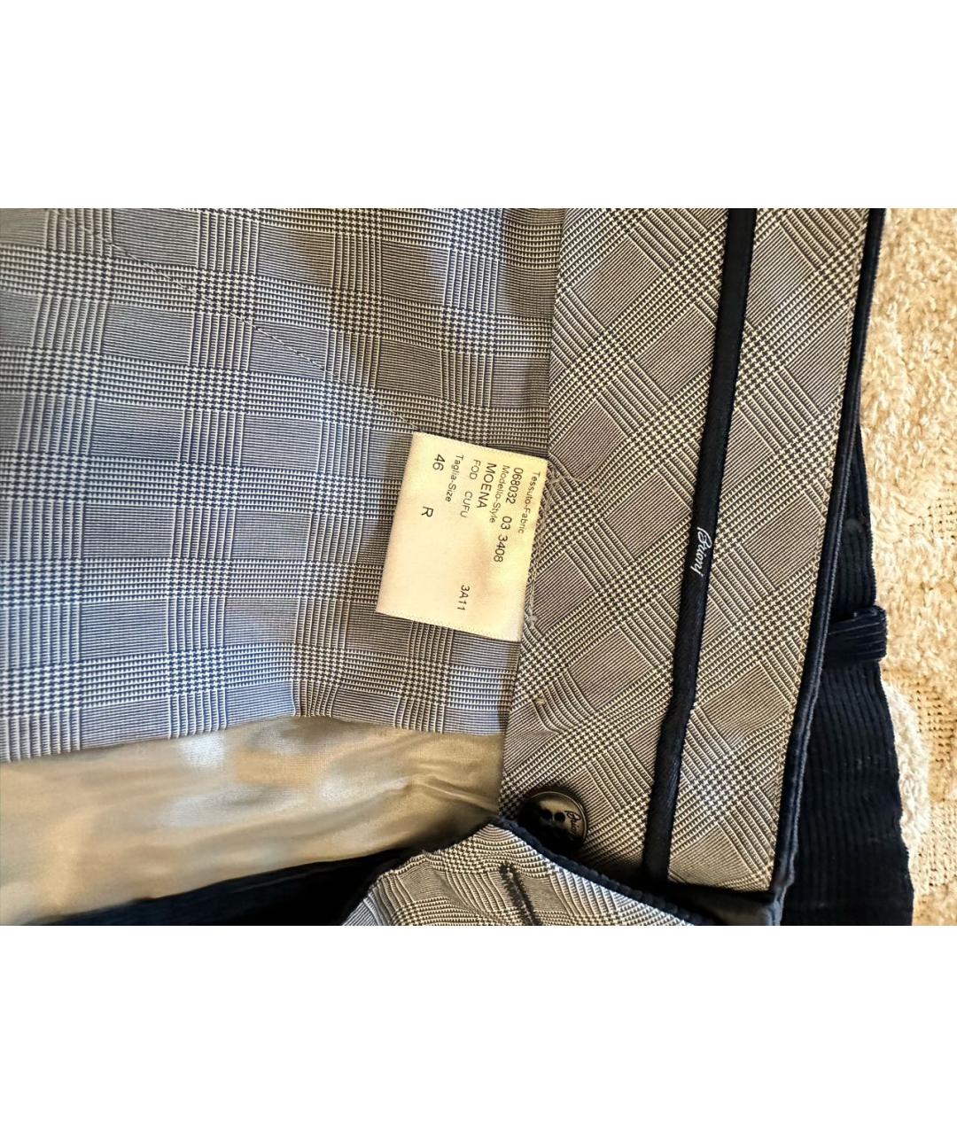 BRIONI Темно-синие бархатные повседневные брюки, фото 4