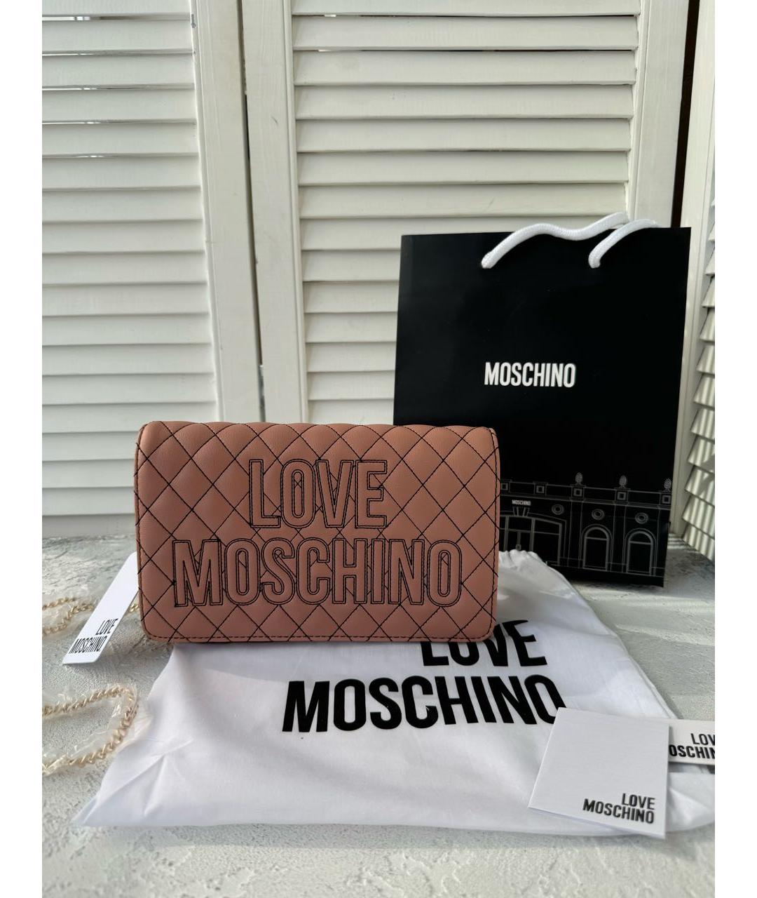 LOVE MOSCHINO Бежевая сумка через плечо из искусственной кожи, фото 2