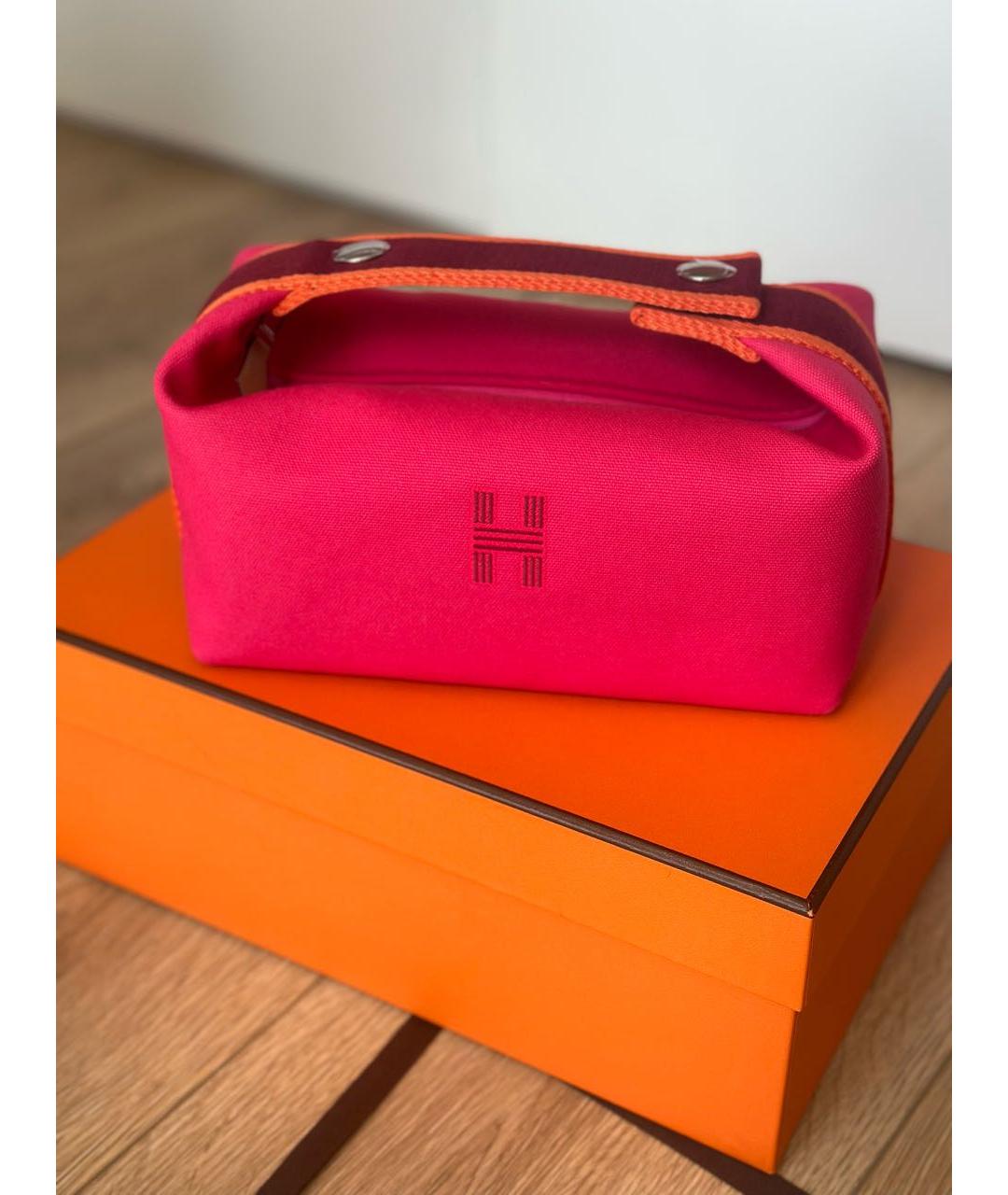HERMES PRE-OWNED Фуксия хлопковая косметичка, фото 4