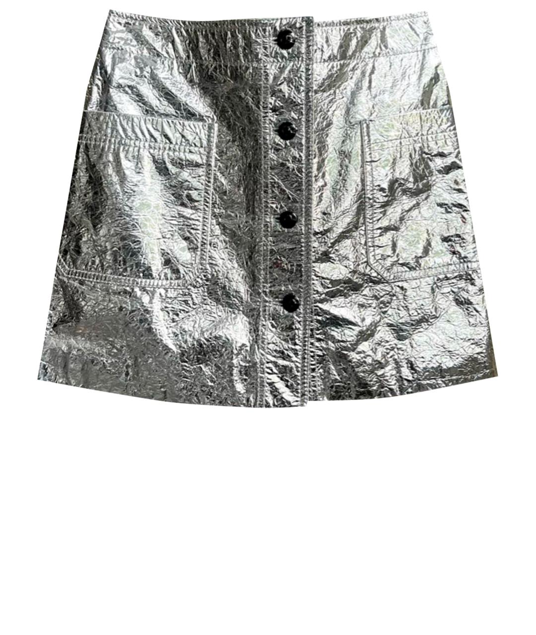 CHRISTIAN DIOR Серебряная кожаная юбка мини, фото 1