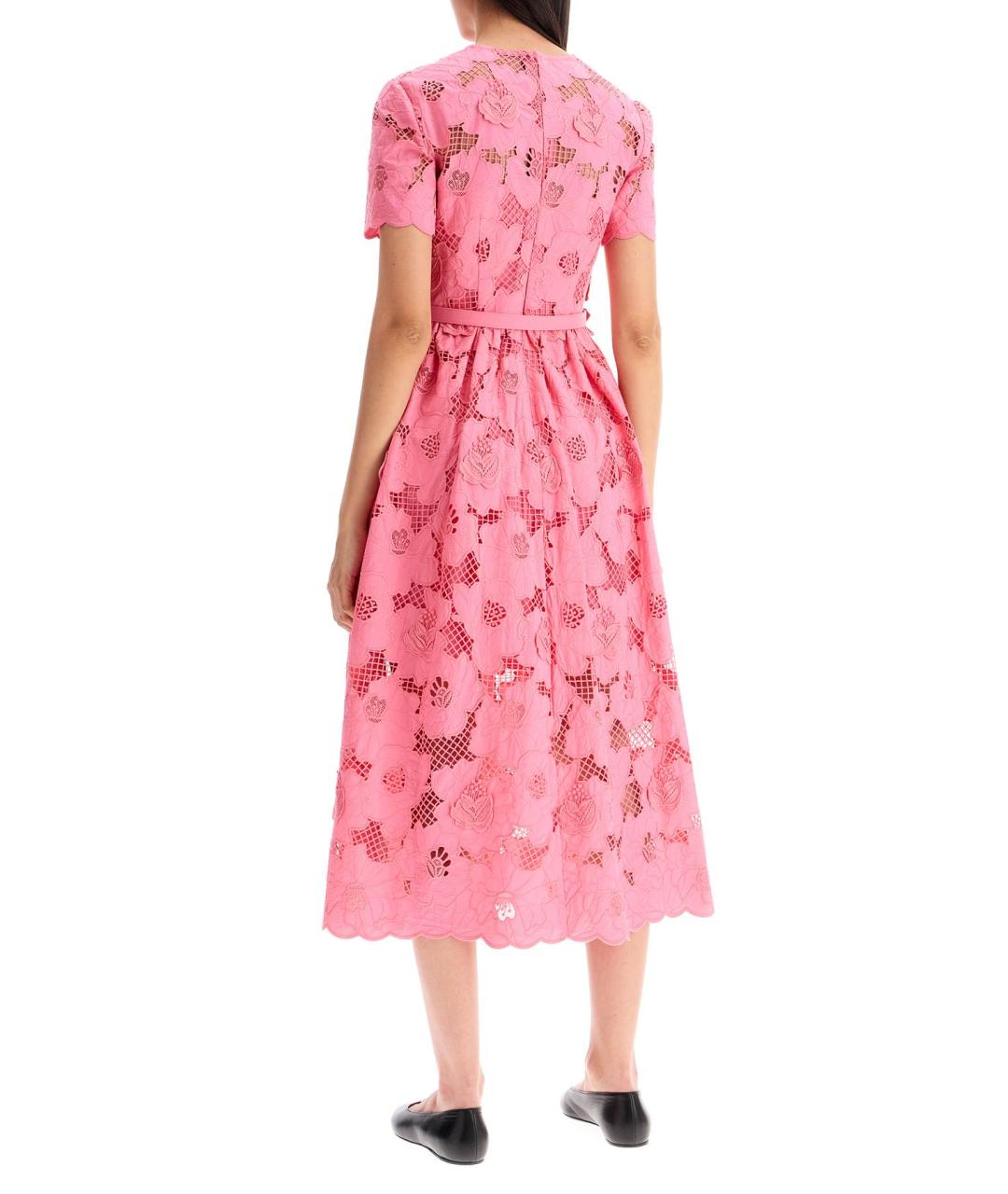 SELF-PORTRAIT Розовое хлопковое повседневное платье, фото 5