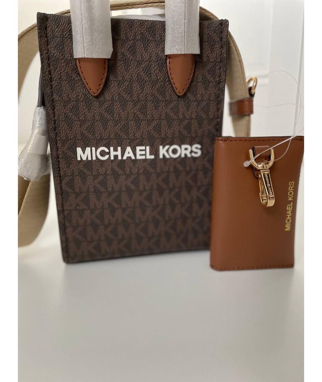 MICHAEL KORS Коричневая сумка через плечо из искусственной кожи, фото 7