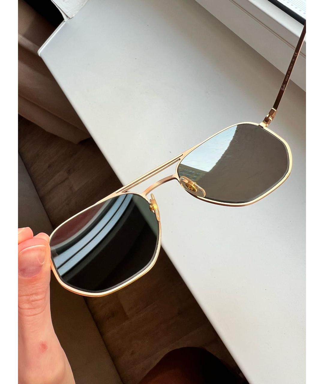 RAY BAN Золотые металлические солнцезащитные очки, фото 5