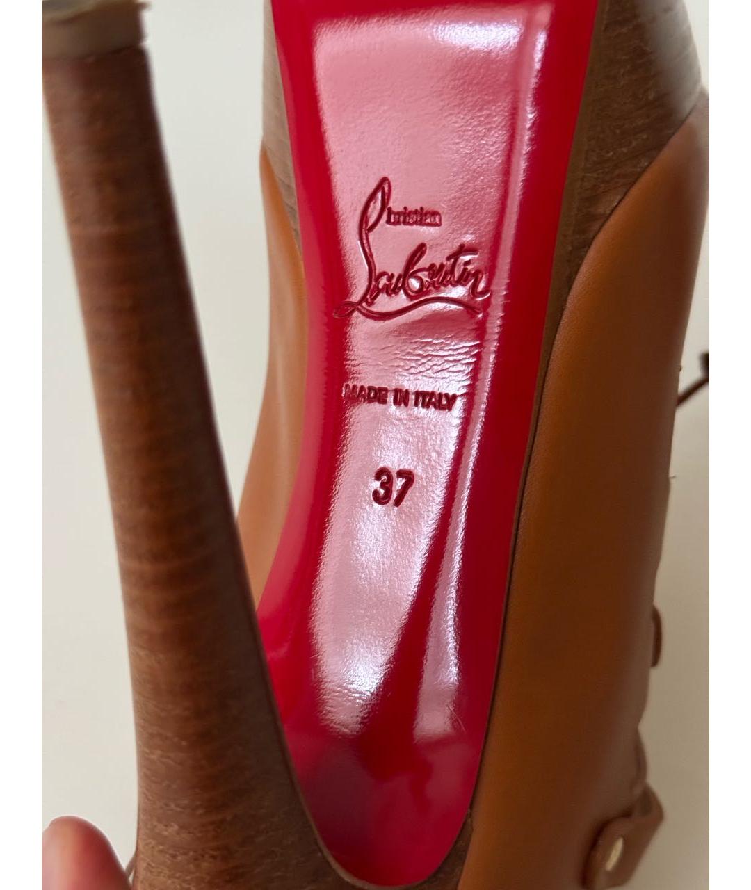 CHRISTIAN LOUBOUTIN Коричневые кожаные босоножки, фото 5