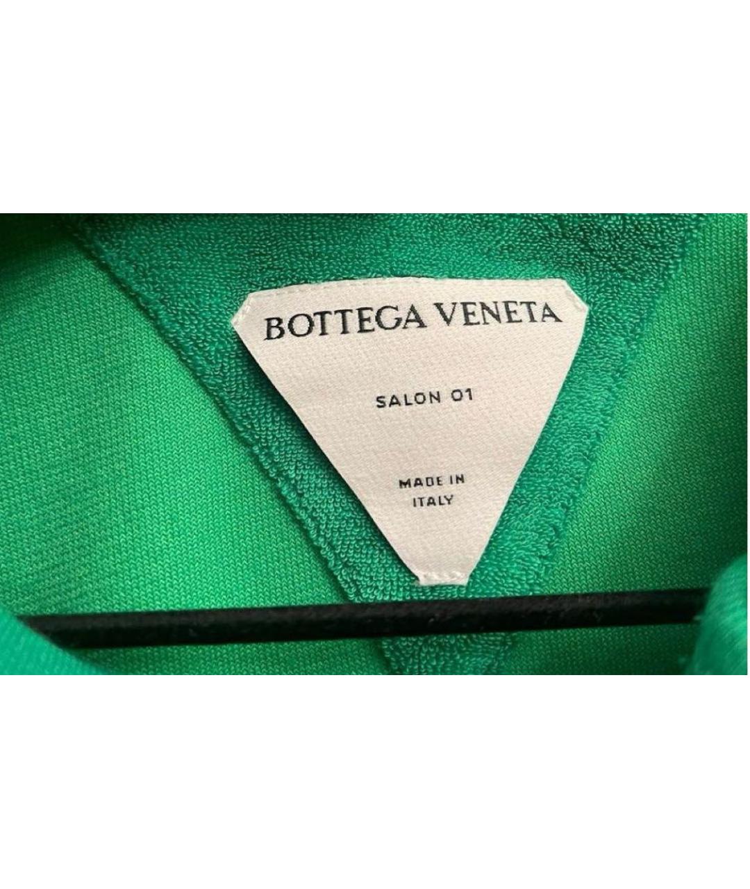 BOTTEGA VENETA Зеленые хлопковое поло с коротким рукавом, фото 3