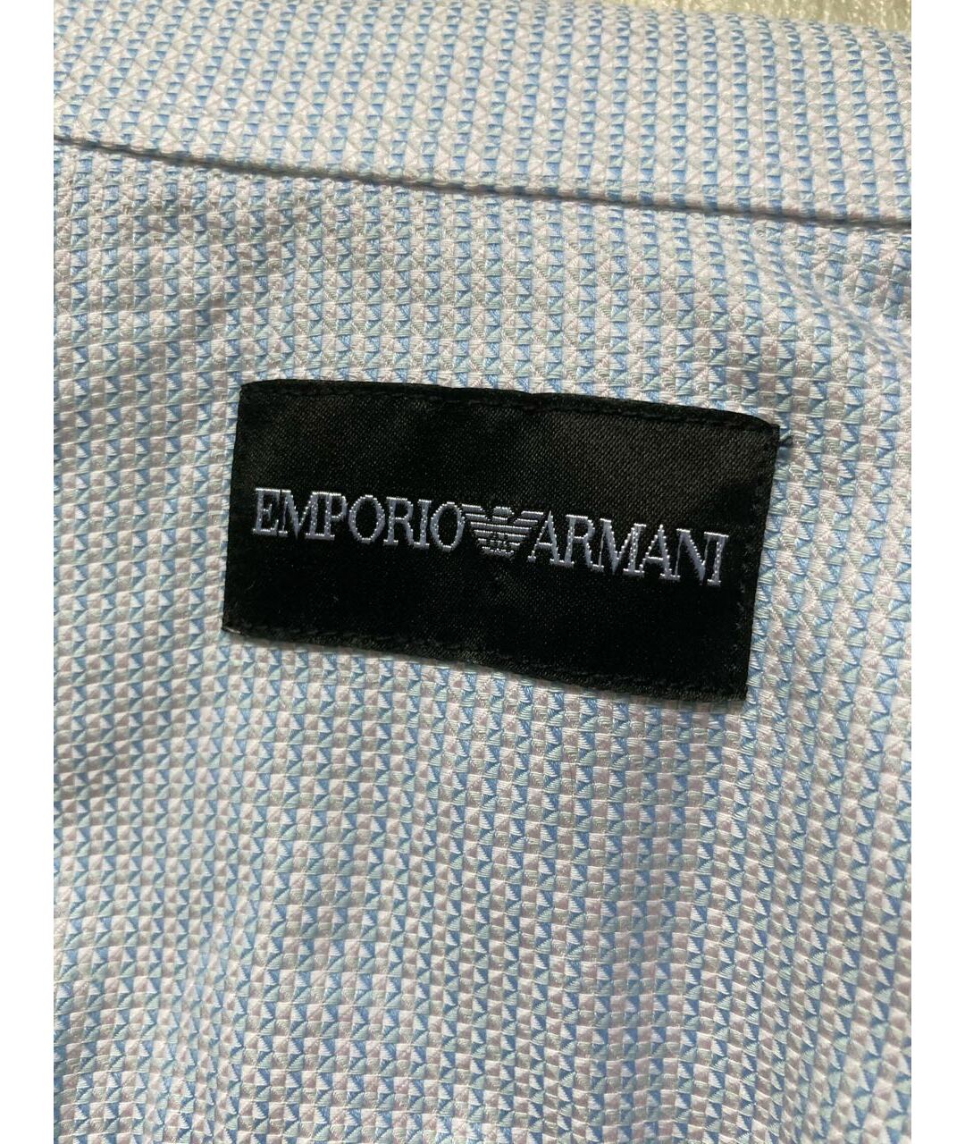 EMPORIO ARMANI Голубая хлопковая классическая рубашка, фото 3