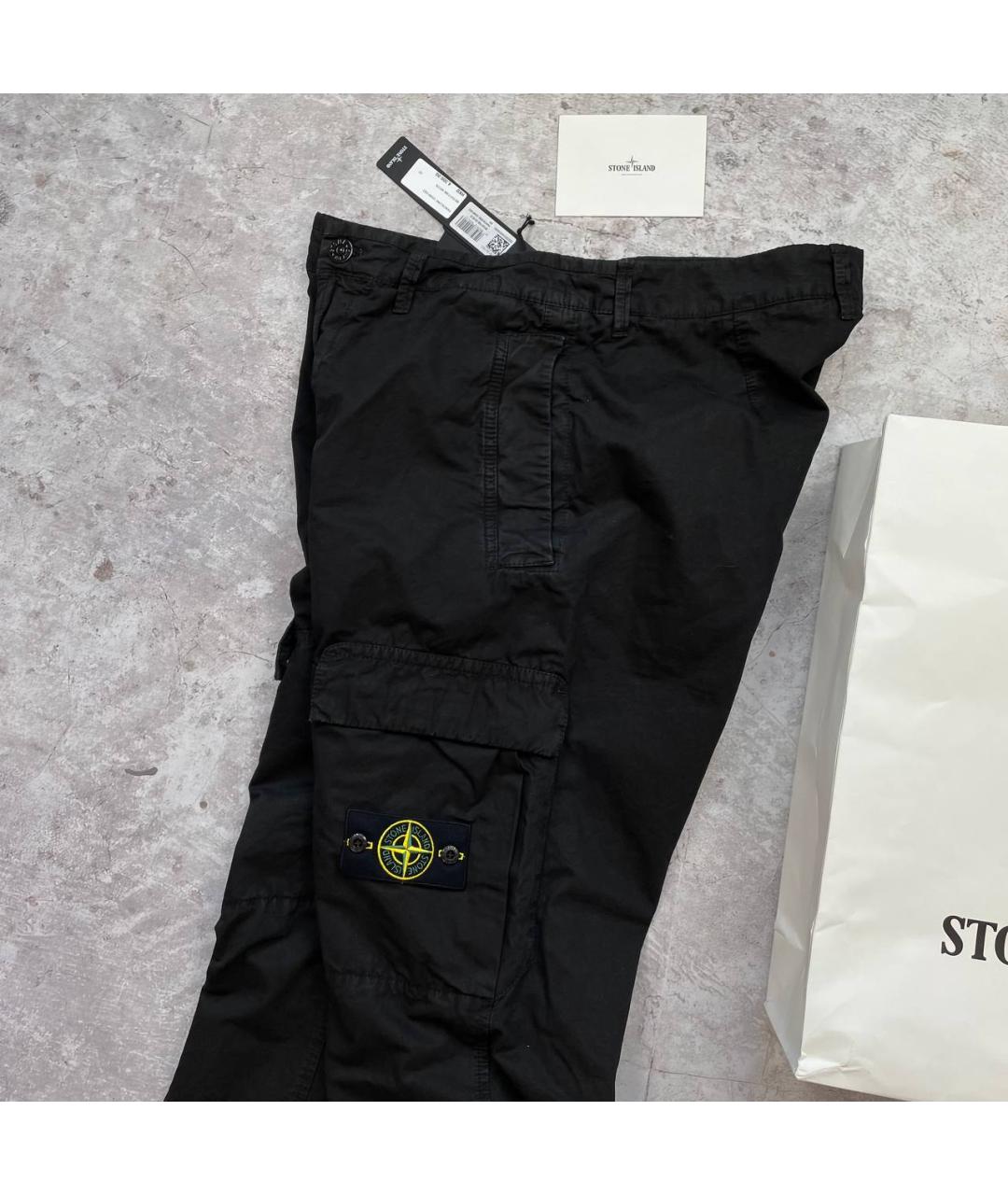 STONE ISLAND Черные хлопковые повседневные брюки, фото 5