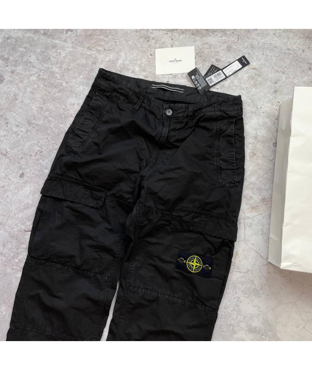 STONE ISLAND Черные хлопковые повседневные брюки, фото 2