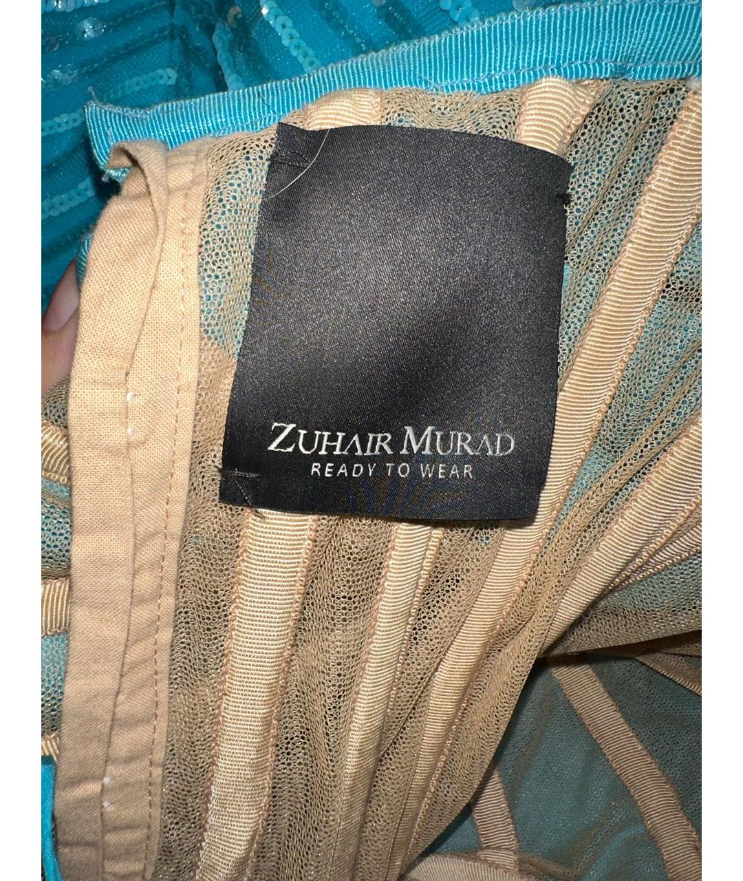ZUHAIR MURAD Бирюзовое шелковое коктейльное платье, фото 3