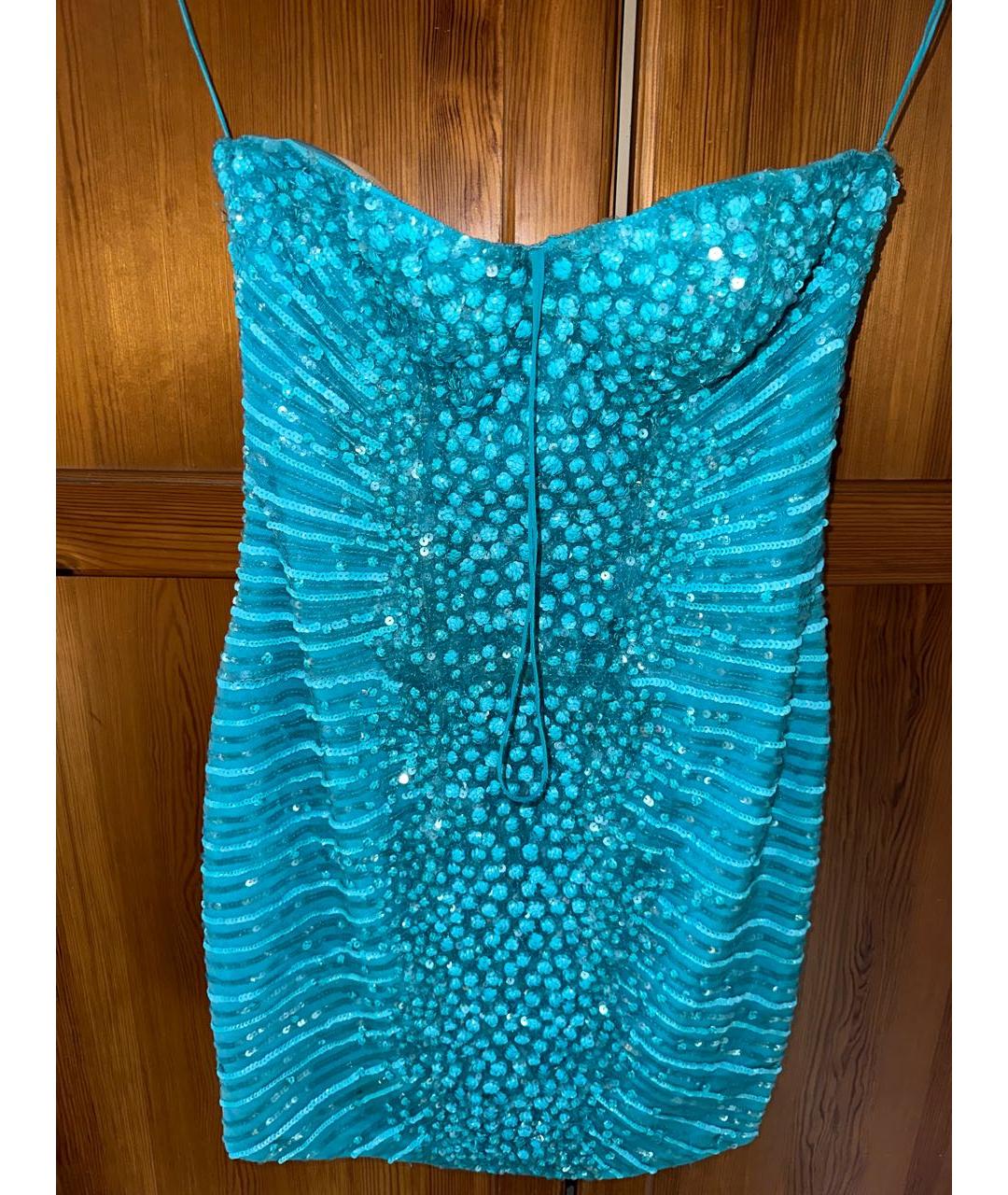 ZUHAIR MURAD Бирюзовое шелковое коктейльное платье, фото 5