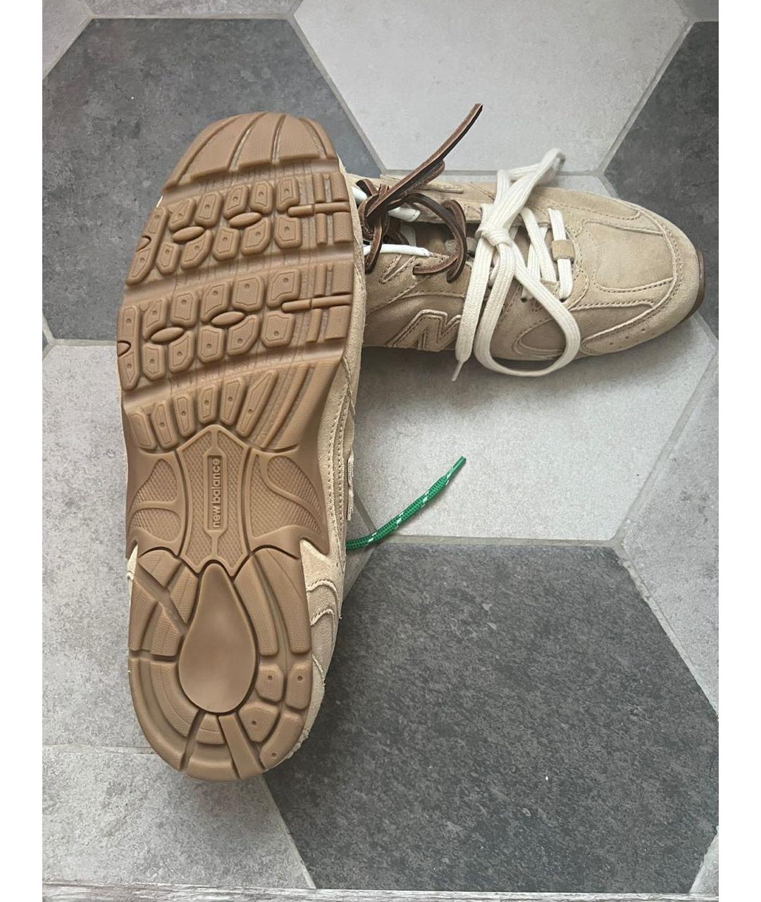 MIU MIU Бежевые кожаные кроссовки, фото 5