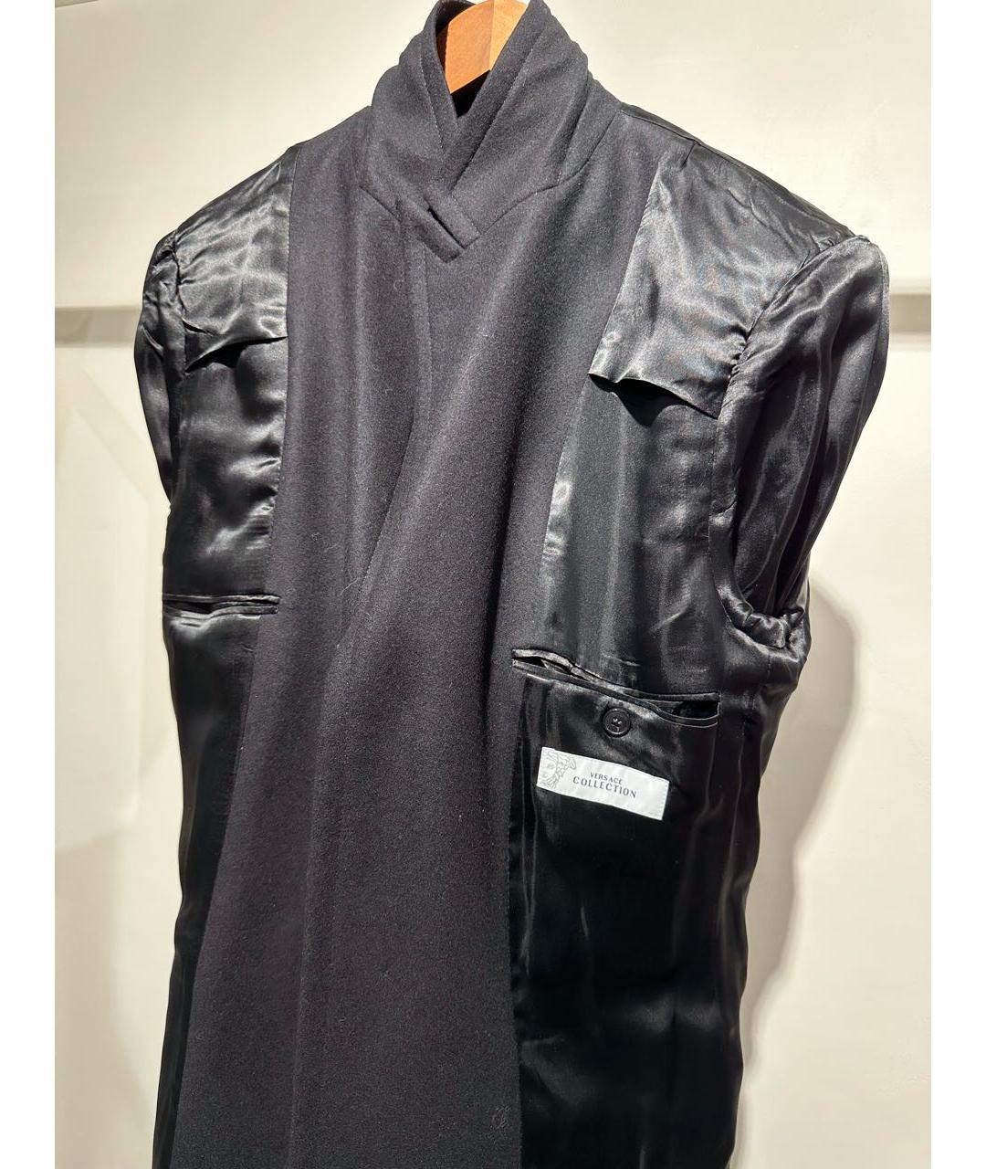 VERSACE COLLECTION Черное шерстяное пальто, фото 3
