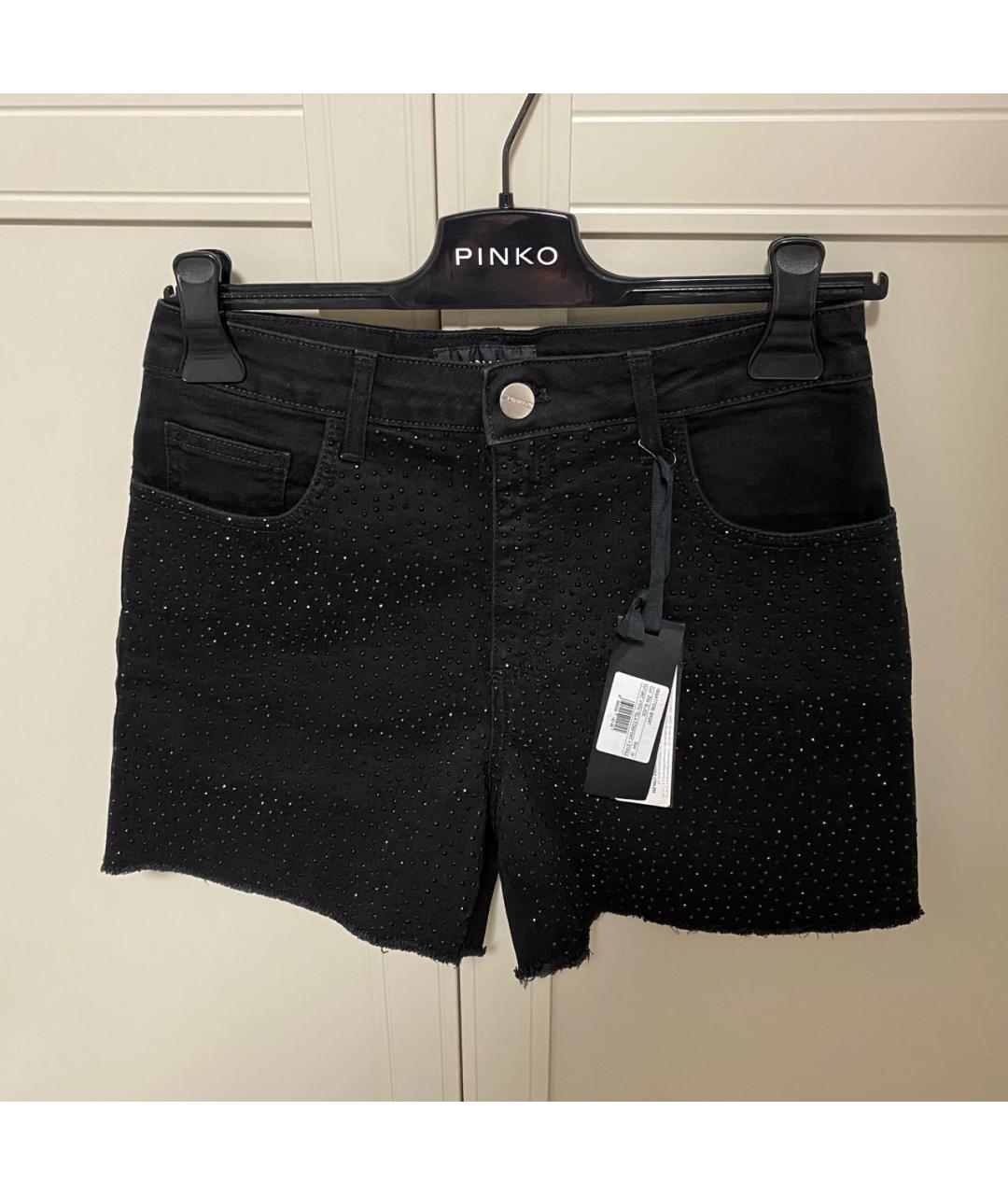 PINKO Черные хлопко-эластановые шорты, фото 8