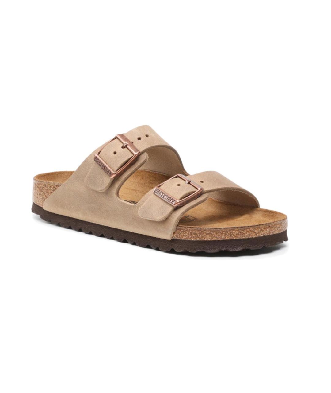 BIRKENSTOCK Бежевые нубуковые шлепанцы, фото 4