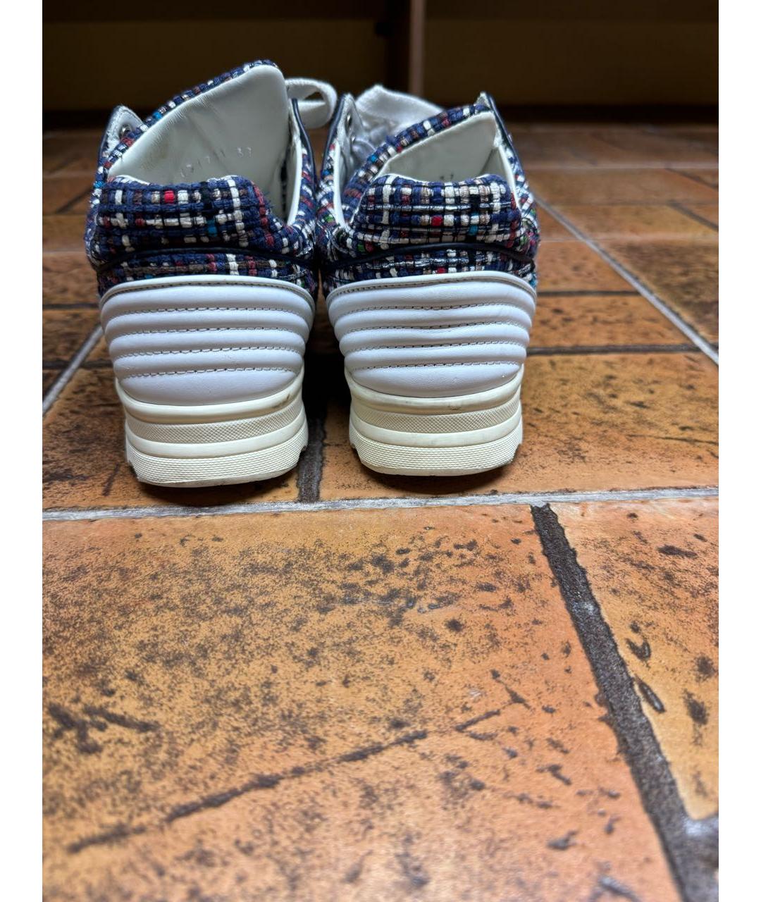 CHANEL PRE-OWNED Темно-синие текстильные кроссовки, фото 4