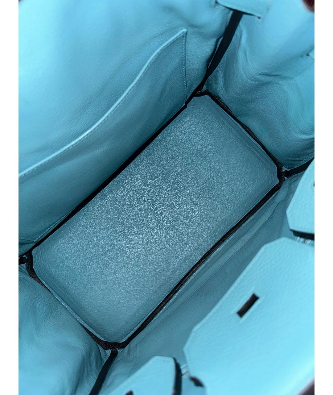 HERMES PRE-OWNED Бирюзовая кожаная сумка с короткими ручками, фото 3