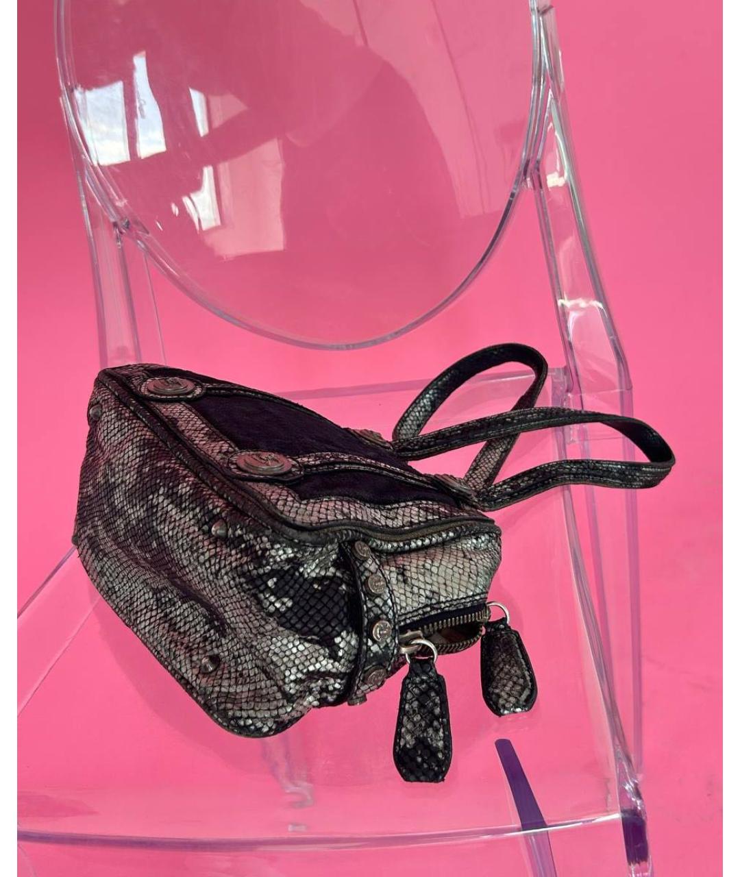 JOHN GALLIANO Антрацитовая кожаная сумка с короткими ручками, фото 2