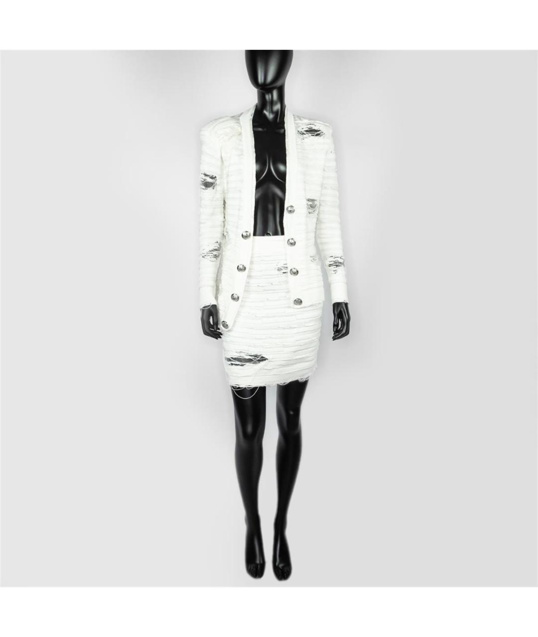 BALMAIN Белый хлопковый костюм с юбками, фото 4