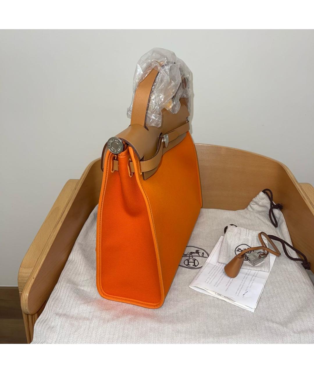 HERMES PRE-OWNED Оранжевая сумка с короткими ручками, фото 6