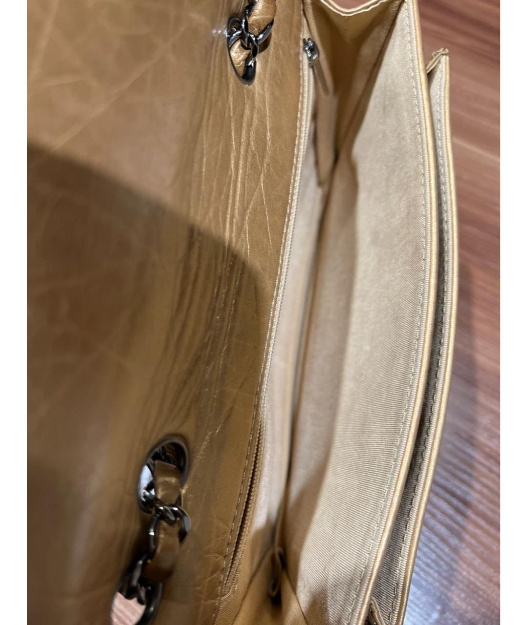 CHANEL PRE-OWNED Бежевая кожаная сумка через плечо, фото 4