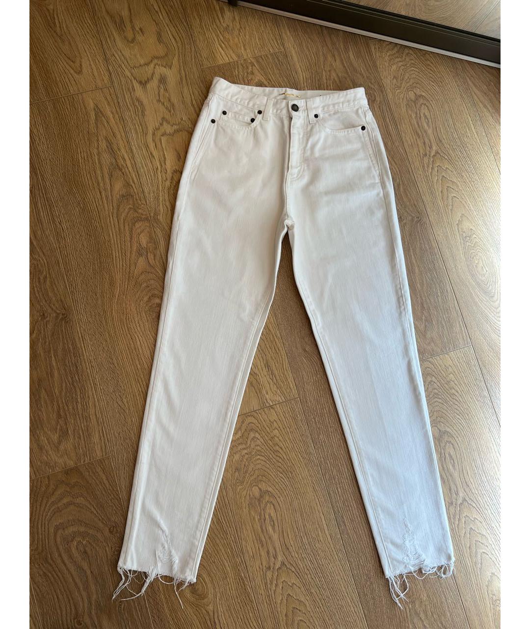 SAINT LAURENT Белые хлопковые джинсы слим, фото 7