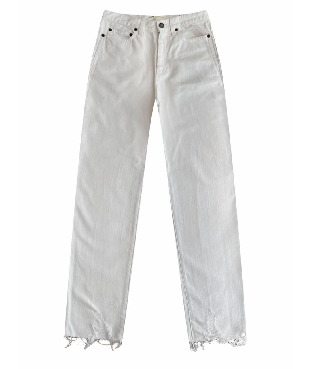 SAINT LAURENT Белые хлопковые джинсы слим, фото 1