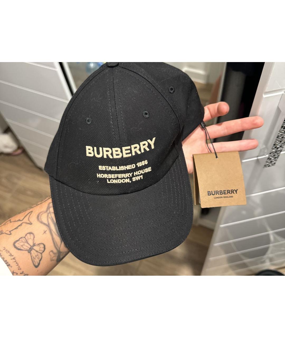 BURBERRY Черная хлопковая кепка для женщин – купить онлайн с доставкой
