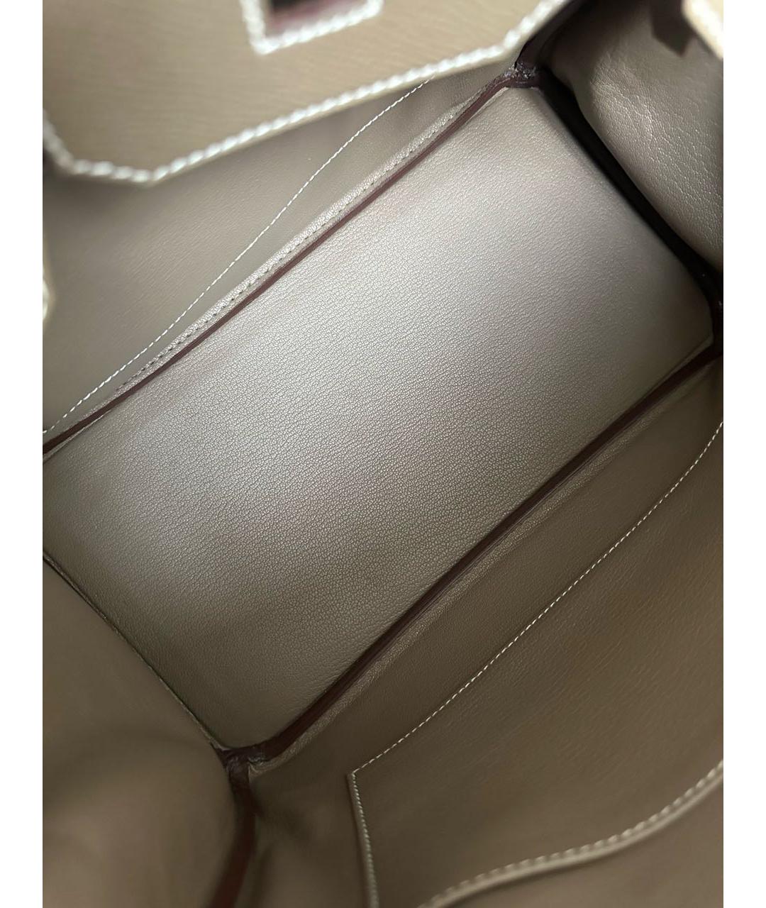 HERMES PRE-OWNED Серая кожаная сумка с короткими ручками, фото 3