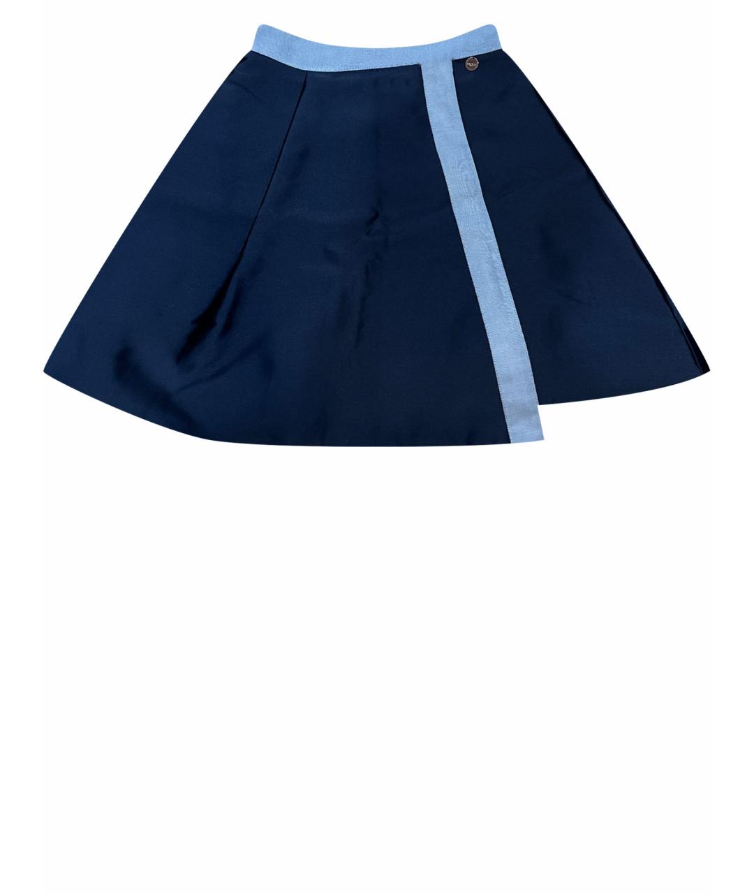 LANVIN Темно-синяя полиэстеровая юбка миди, фото 1