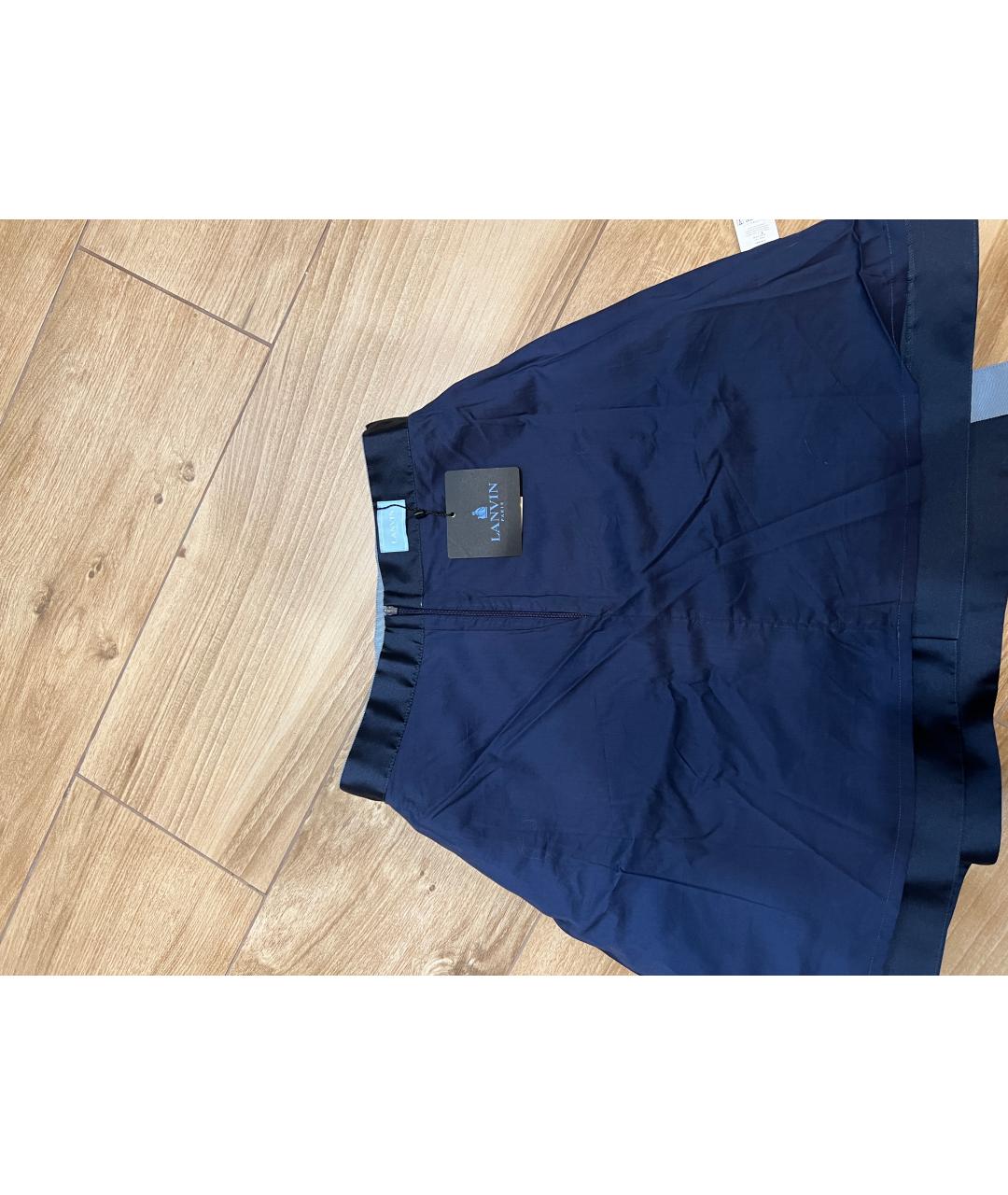 LANVIN Темно-синяя полиэстеровая юбка миди, фото 3