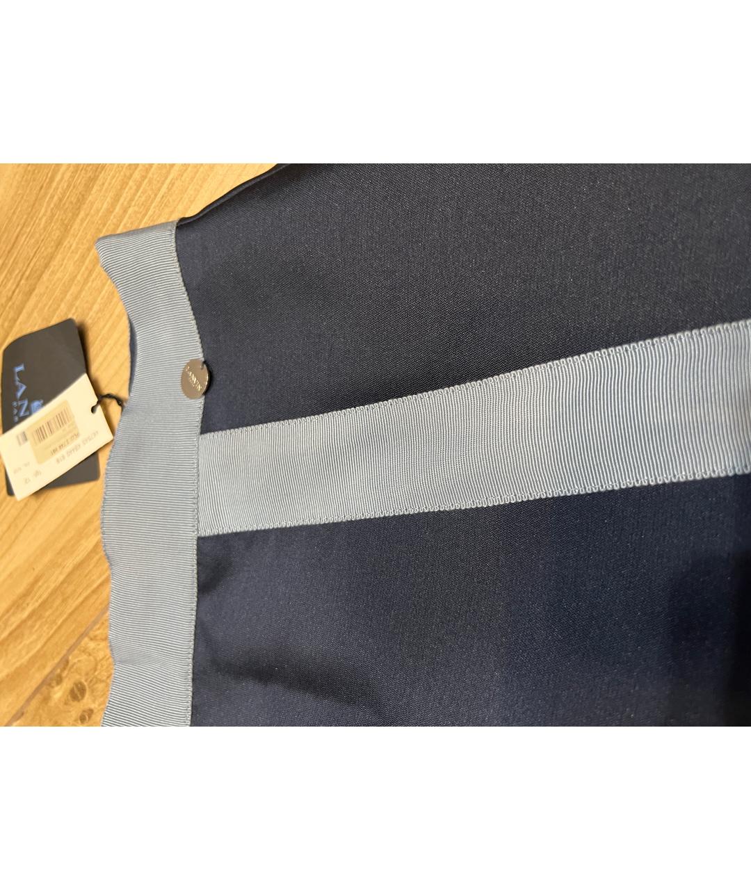 LANVIN Темно-синяя полиэстеровая юбка миди, фото 4