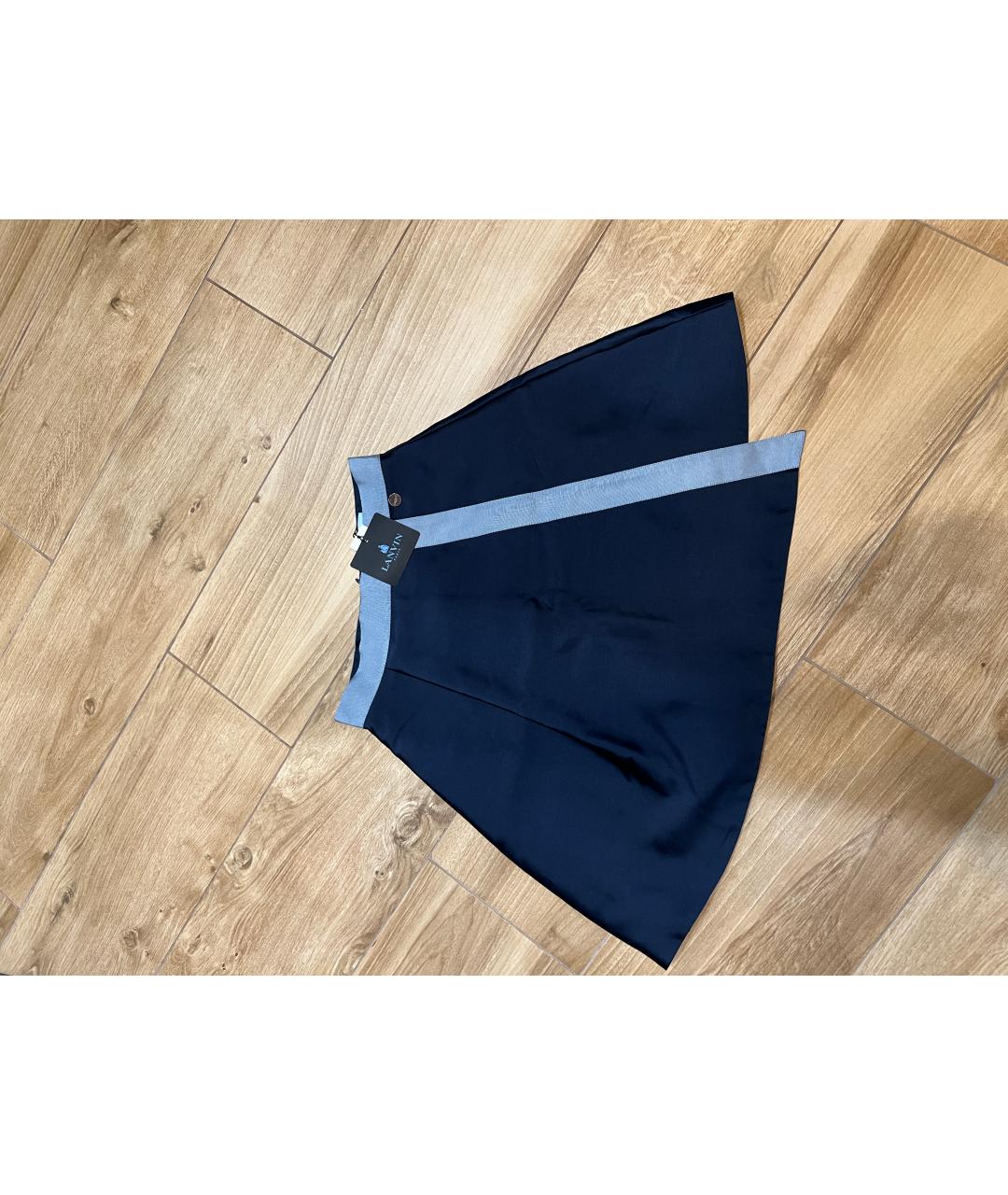 LANVIN Темно-синяя полиэстеровая юбка миди, фото 9