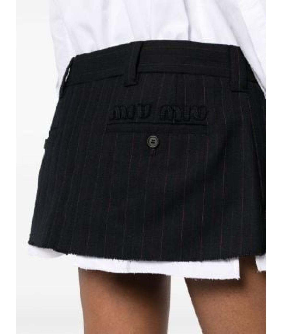 MIU MIU Черная шерстяная юбка мини, фото 4