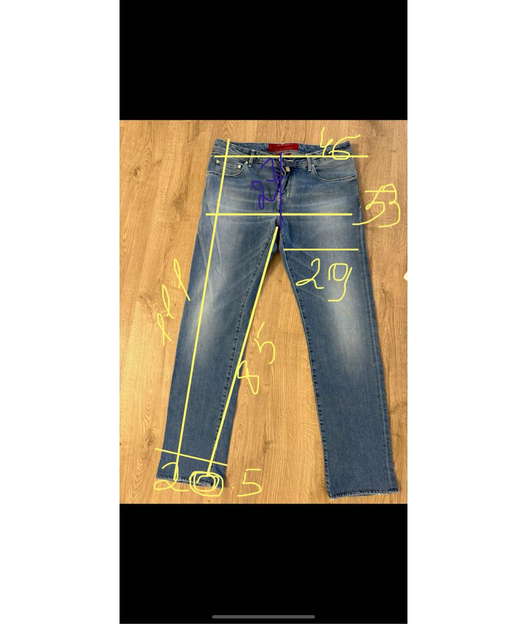 JACOB COHEN Синие хлопковые прямые джинсы, фото 5