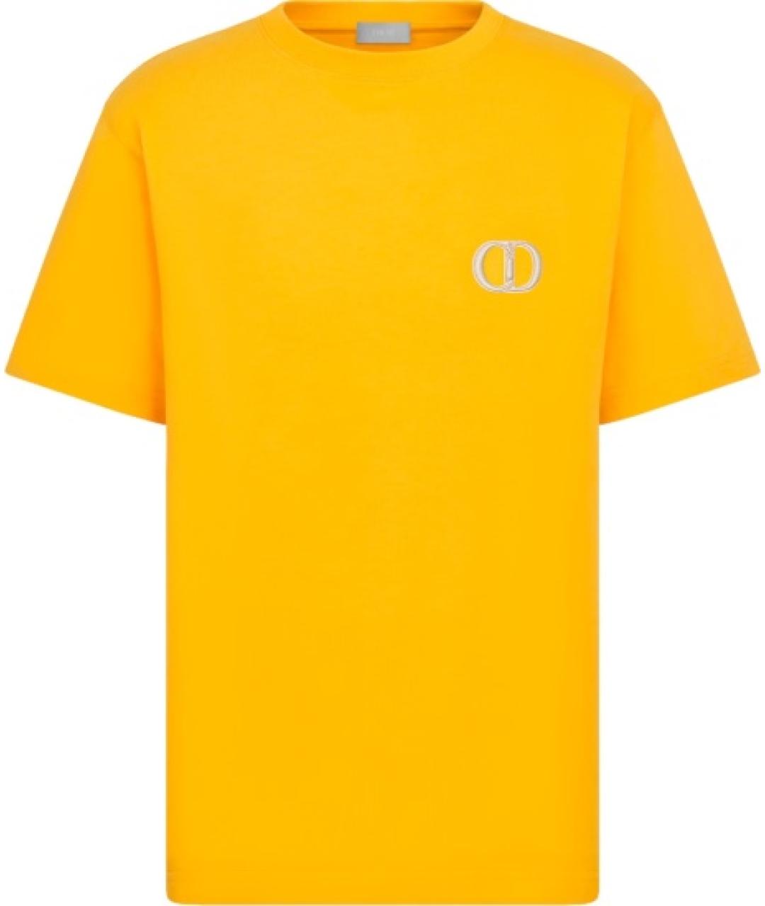 CHRISTIAN DIOR Желтая хлопковая футболка, фото 1