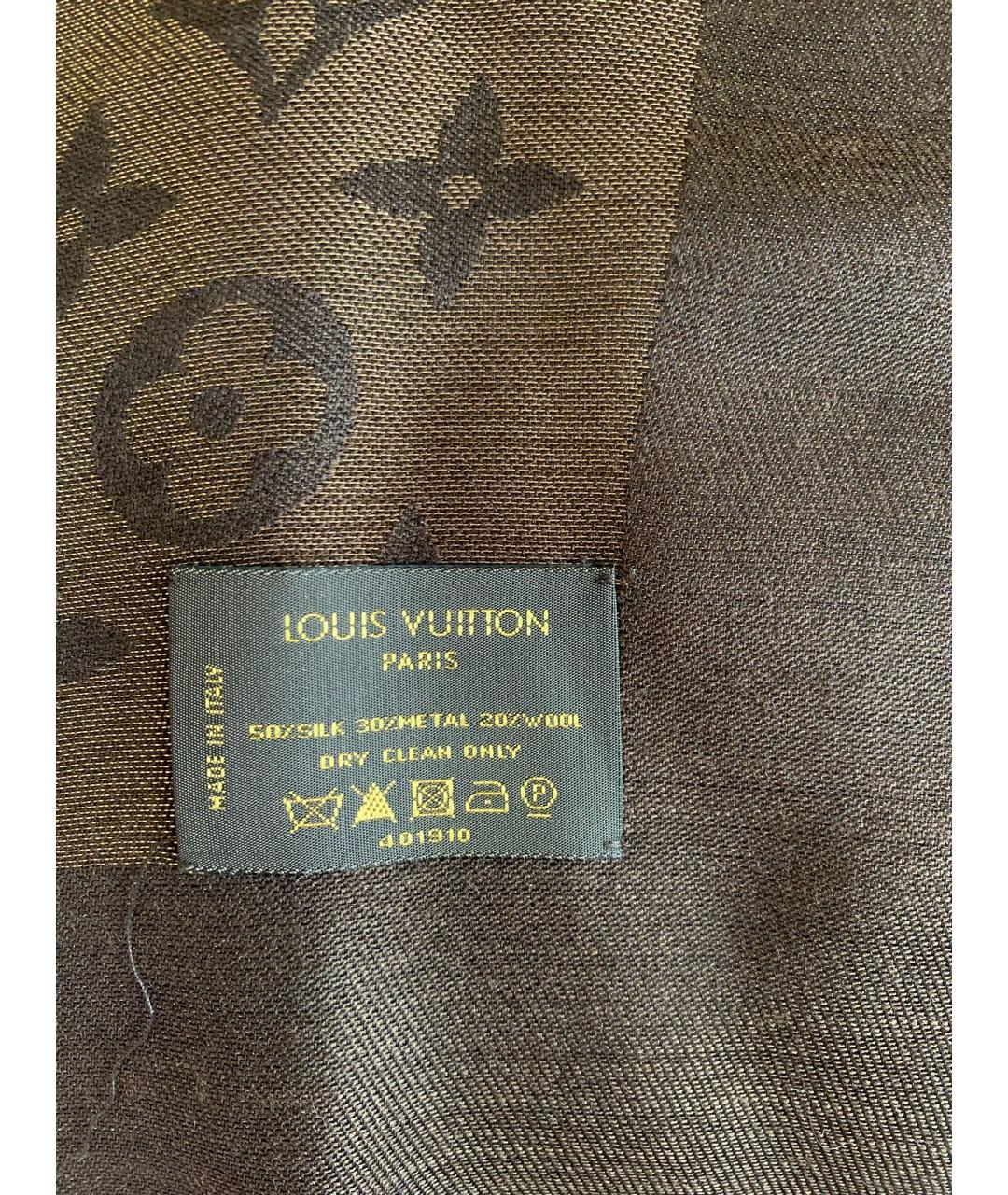 LOUIS VUITTON PRE-OWNED Коричневый шелковый платок, фото 4