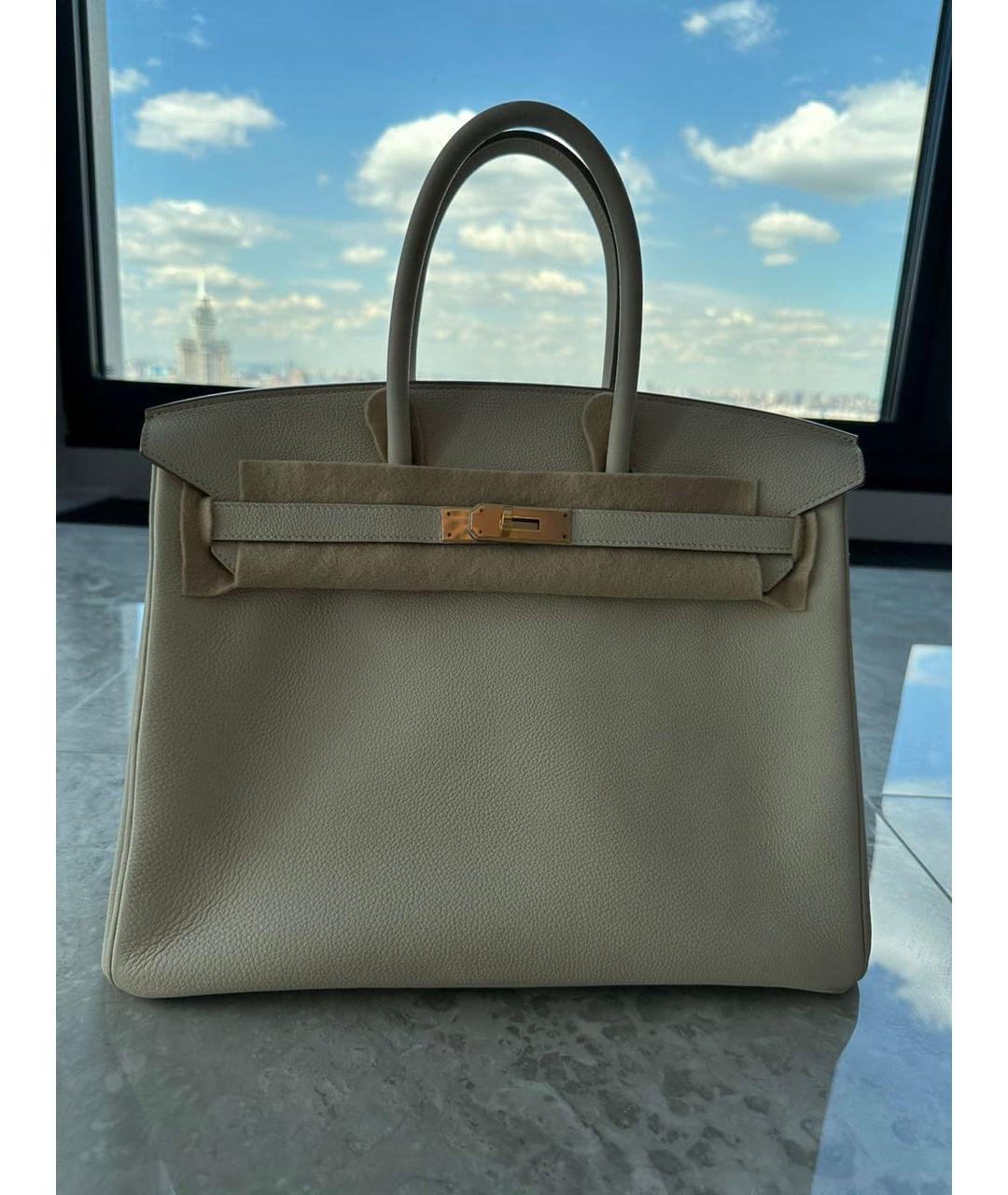 HERMES PRE-OWNED Белая кожаная сумка с короткими ручками, фото 5