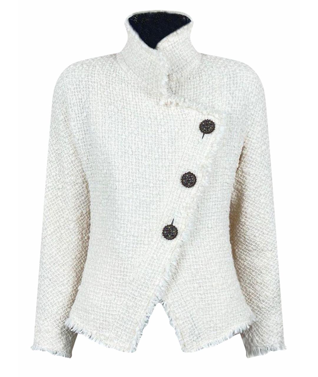 CHANEL PRE-OWNED Белый твидовый жакет/пиджак, фото 1