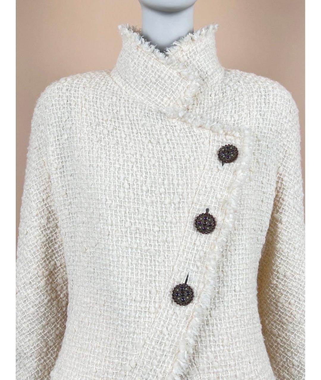 CHANEL PRE-OWNED Белый твидовый жакет/пиджак, фото 6