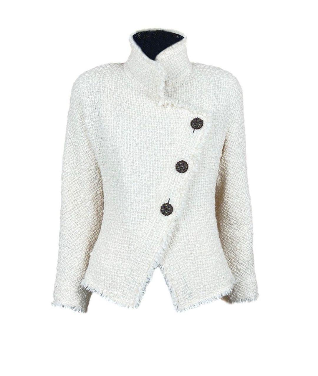 CHANEL PRE-OWNED Белый твидовый жакет/пиджак, фото 9