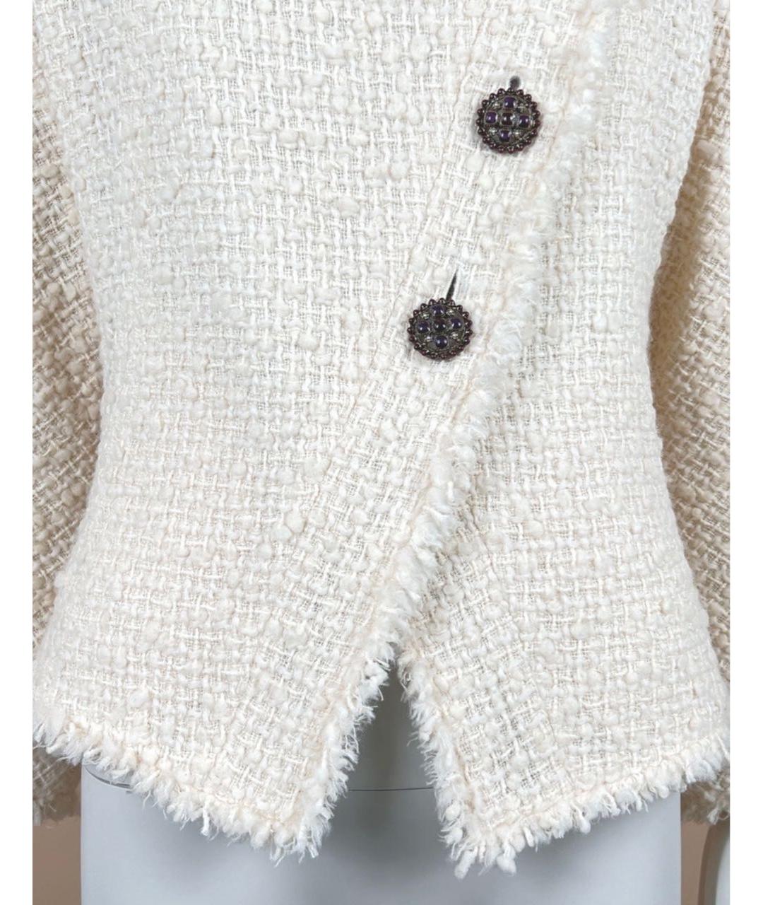CHANEL PRE-OWNED Белый твидовый жакет/пиджак, фото 8