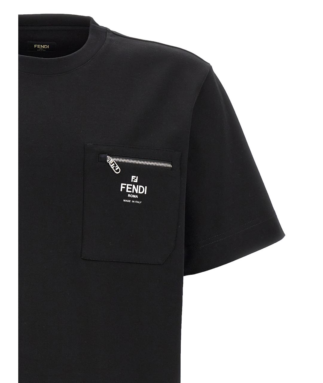 FENDI Черная хлопковая футболка, фото 3