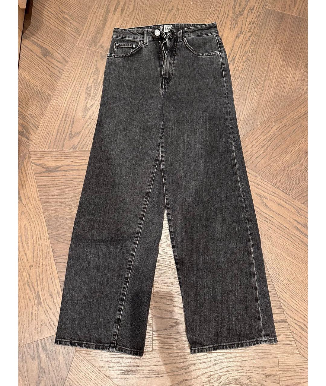 TOTEME Черные хлопок-полиэтиленовые джинсы клеш, фото 5