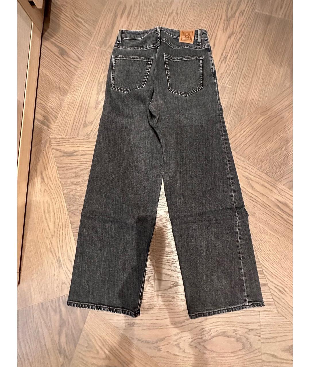 TOTEME Черные хлопок-полиэтиленовые джинсы клеш, фото 2