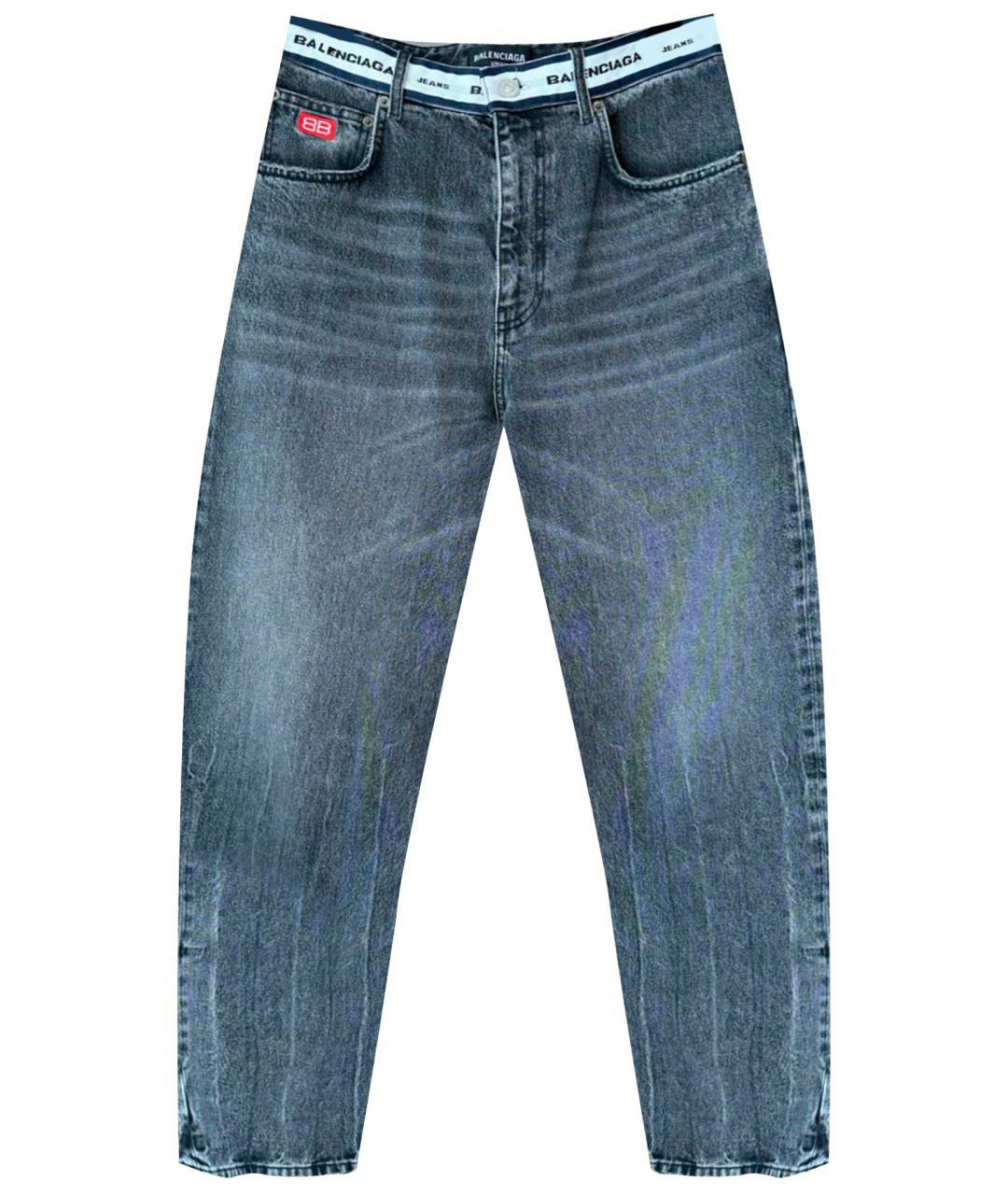 BALENCIAGA Антрацитовые хлопковые прямые джинсы, фото 1