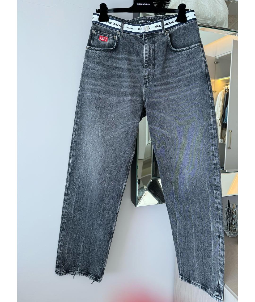BALENCIAGA Антрацитовые хлопковые прямые джинсы, фото 5