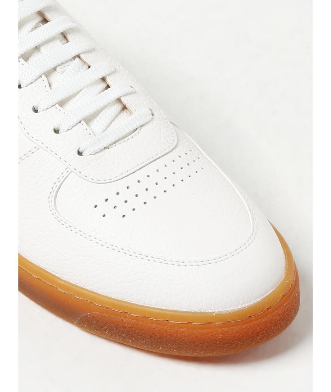 BRUNELLO CUCINELLI Белые кожаные низкие кроссовки / кеды, фото 4