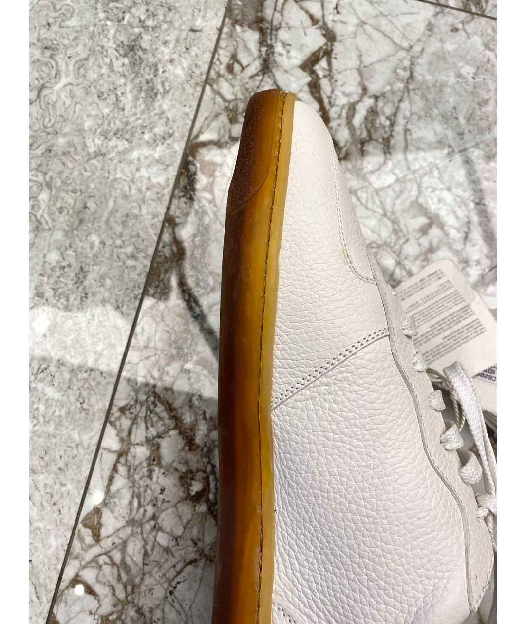 BRUNELLO CUCINELLI Белые кожаные низкие кроссовки / кеды, фото 6