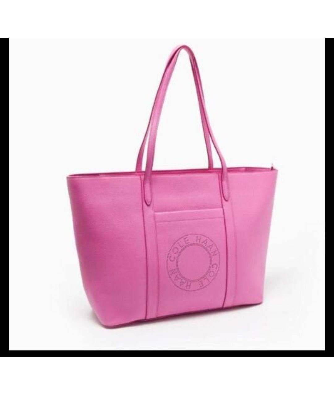 COLE HAAN Розовая кожаная сумка тоут, фото 2